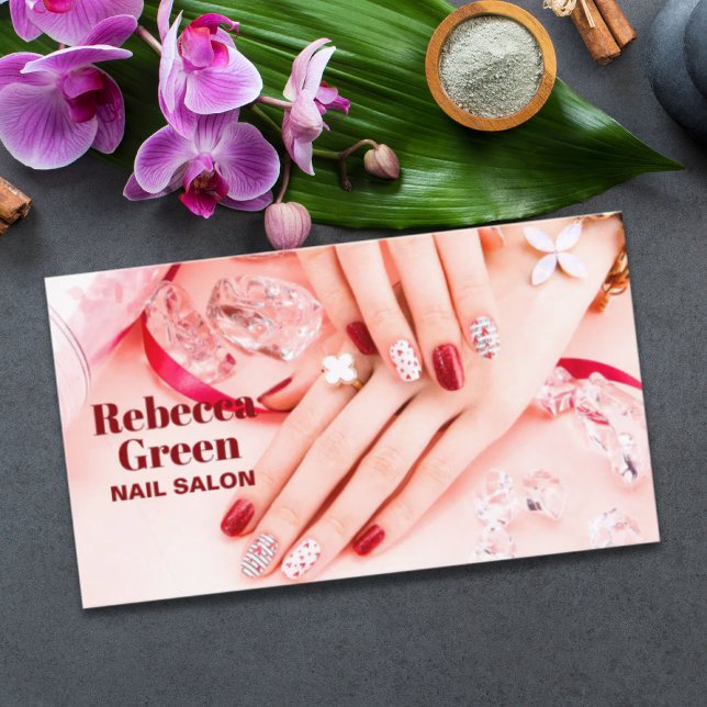 Cartão De Visita Salão de unhas unhas de maquiagem de beleza modern (Modern beauty makeup manicure nails nail salon business card)