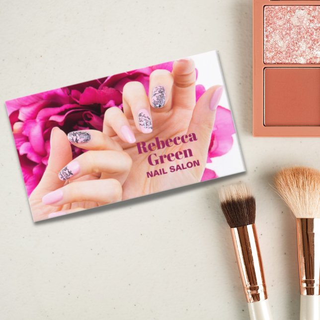 Cartão De Visita Salão de unhas unhas de maquiagem de beleza modern (Criador carregado)