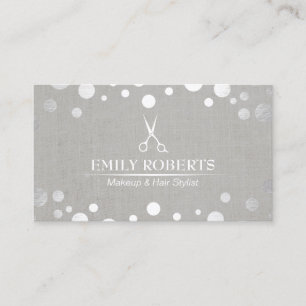 Cartão De Visita Salão Elegante de Pontos Prateados Modernos do Sty