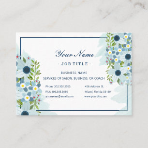 Cartão De Visita Salão Floral de Cor Azul