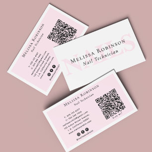 Cartão De Visita Salão Profissional de Unhas Rosa Moderno Feminino