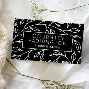 Cartão De Visita Salão profissional flexível preto e branco minimal