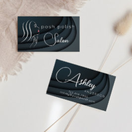 Cartão De Visita Salão Profissional Preto Elegante Minimalista