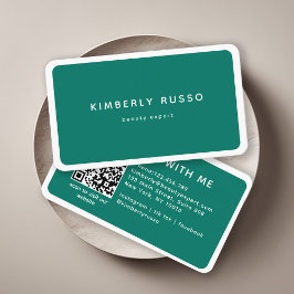 Cartão De Visita Salão Verde Moderno e Elegante com Código QR