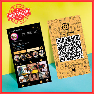 Cartão De Visita Salon Instagram Peach   Código QR das mídias socia