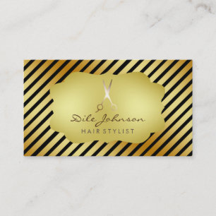 Cartão De Visita Saloon Glitter Dourado com Lista de Cabelos