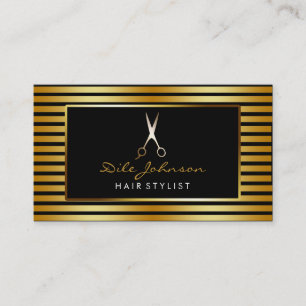 Cartão De Visita Saloon Glitter Dourado com Lista de Cabelos