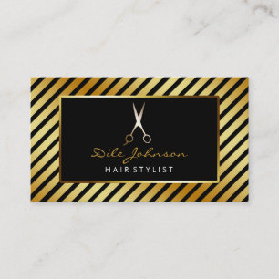 Cartão De Visita Saloon Glitter Dourado com Lista de Cabelos