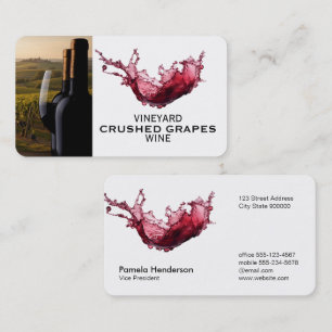 Cartão De Visita Salpico de Vinho Vinhedo Garrafas de Vinho