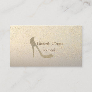 Cartão De Visita Salto Alto Moderno e Elegante, Confete Dourado