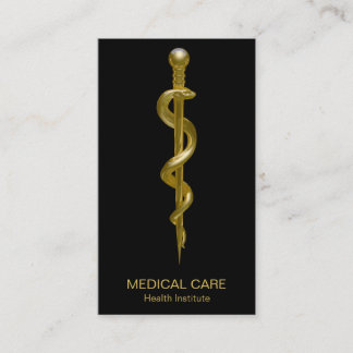 Cartão De Visita Salto Clássico de Asclepius Dourado em Preto
