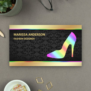 Cartão De Visita Saltos altos stilettos coloridos arco-íris com fol