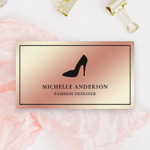 Cartão De Visita Saltos Altos Stilettos com Folha de Ouro Rosa Metá