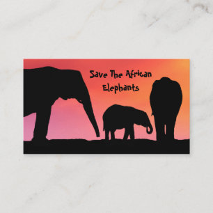 Cartão De Visita Salvar os elefantes africanos