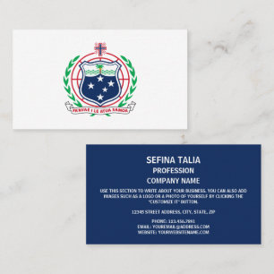 Cartão De Visita Samoa Casaco de Braços, Samoa