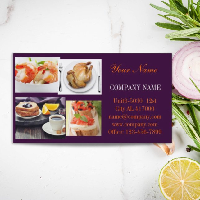 Cartão De Visita Sanduíche de bife de carne de frango particular re (Beef burger sandwich chicken private chef catering business card)