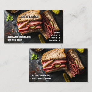 Cartão De Visita Sanduíche Pastrami com picles