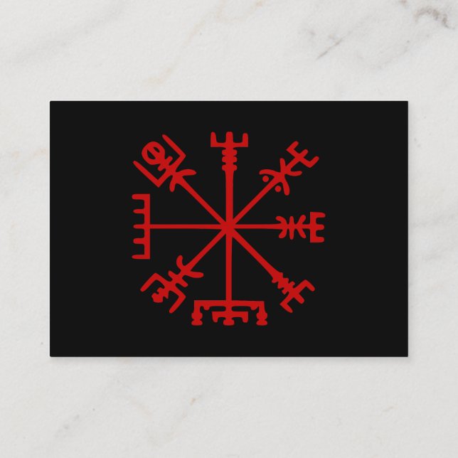 Cartão De Visita Sangue Vegvísir vermelho (compasso de Viking) (Verso)
