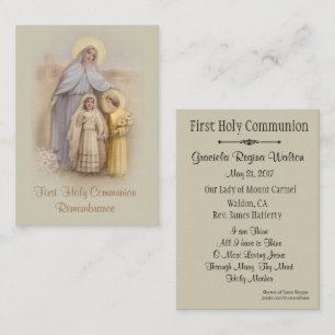 Cartão De Visita Santa Carteira Católica para Primeira Comunhão