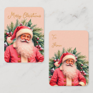 Cartão De Visita Santa Claus Pink Artsy Gift Tag Idea