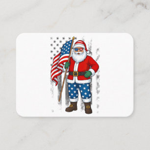 Cartão De Visita Santa EUA Bandeira Americana Natal Em Julho Feliz 