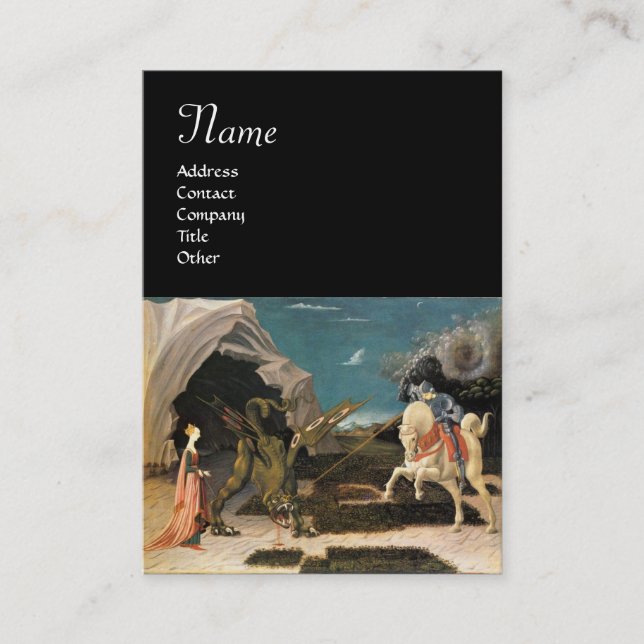 Cartão De Visita SANTO GEORGE E DRAGÃO, castanho, azul preto (Frente)
