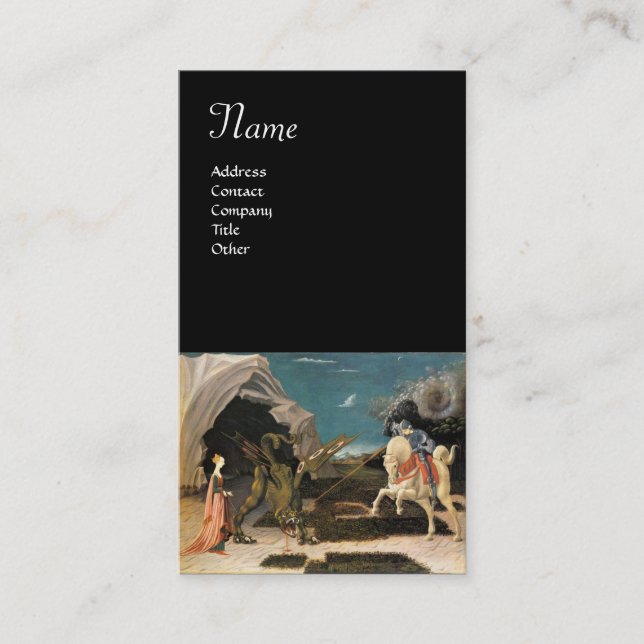 Cartão De Visita SANTO GEORGE E DRAGÃO, castanho, azul preto (Frente)
