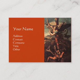 Cartão De Visita SANTO MICHAEL VANGUISHING SATÃ, laranja-acastanhad