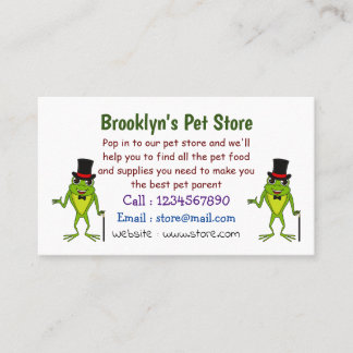 Cartão De Visita Sapo engraçado com um desenho de chapéu superior