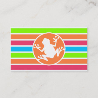 Cartão De Visita Sapo; Faixa Verde Azul Rosa Neon Laranja