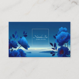 Cartão De Visita Sapphire Blue Floral Modern Geometric Ocean