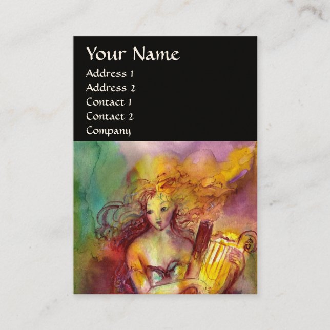 Cartão De Visita SAPPHO,DANÇA MÚSICA E POESIA,Preto (Frente)