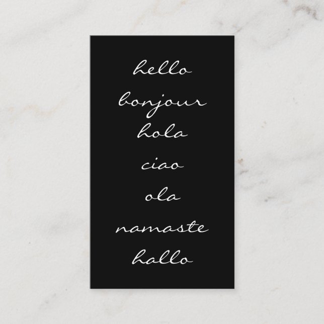 Cartão De Visita Saudações Preto e Branco (Frente)