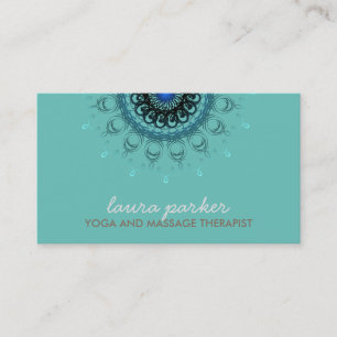 Cartão De Visita Saúde cura da ioga azul elegante do redemoinho do