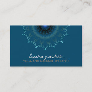 Cartão De Visita Saúde cura da ioga azul elegante do redemoinho do