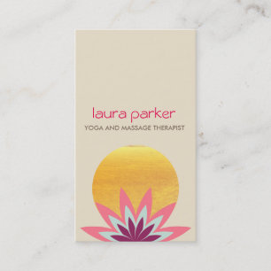 Cartão De Visita Saúde cura da ioga cor-de-rosa do logotipo da flo