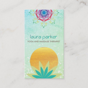 Cartão De Visita Saúde de cura do logotipo verde da flor de lótus