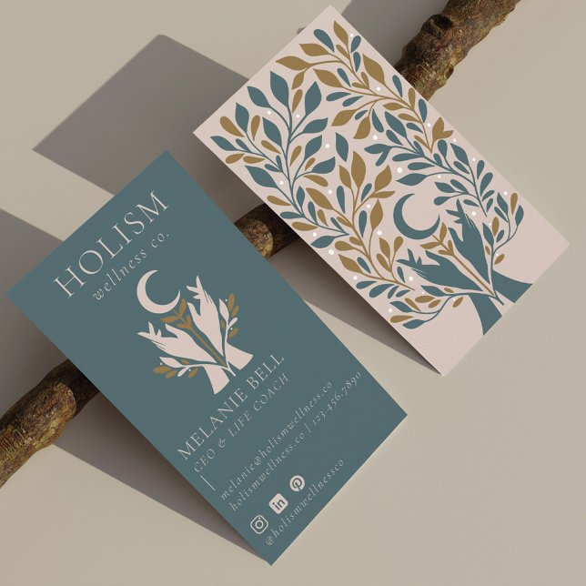 Cartão De Visita Saúde Holística e Bem-Estar Curando Mãos Celestiai (Holistic Health & Wellness Healing Hands Celestial Business Card)