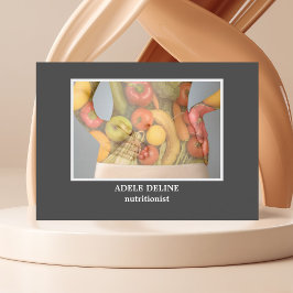 Cartão De Visita Saúde Nutricionista de Cinzas Única Elegante