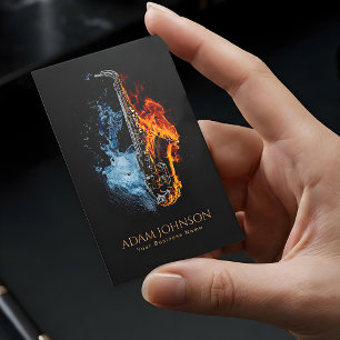 Cartão De Visita Saxofone de Músico de Luxo Fogo e Água          