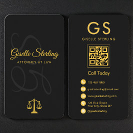 Cartão De Visita Scales of Justice Black Gold Attorney at Law