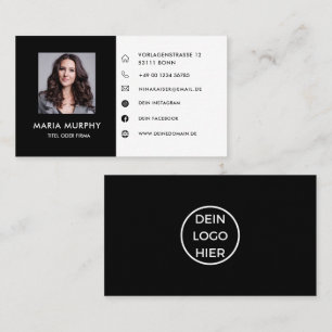 Cartão De Visita Schwarz Weiß Visitenkarte Mit Foto/Logo