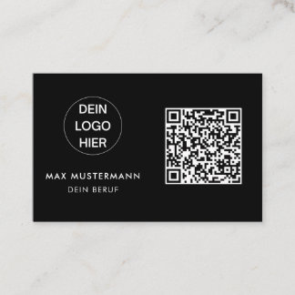 Cartão De Visita Schwarz Weiß Visitenkarte mit Logo und QR Code