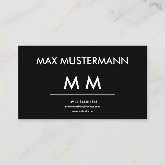 Cartão De Visita Schwarz Weiß Visitenkarte Selbst Gestalten Templat (Frente)