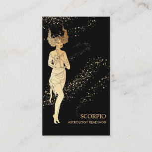 Cartão De Visita *~* SCORPIO Zodiac Astrologia Lendo Preto Dourado
