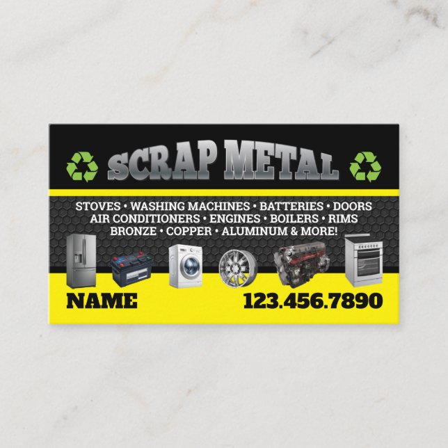 Cartão De Visita Scrap Metal Pickup Business Cards English-Spanish (Frente)