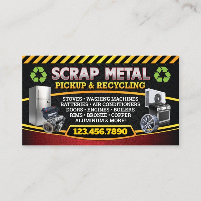 Cartão De Visita Scrap Metal Pickup Recycle Bilingual Business Card (Frente)