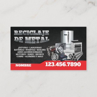 Cartão De Visita Scrap Metal Recycle English-Spanish Business Card