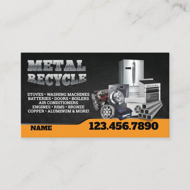 Cartão De Visita Scrap Metal Recycle English-Spanish Business Card (Frente)