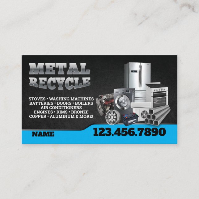 Cartão De Visita Scrap Metal Recycle English-Spanish Business Card (Frente)